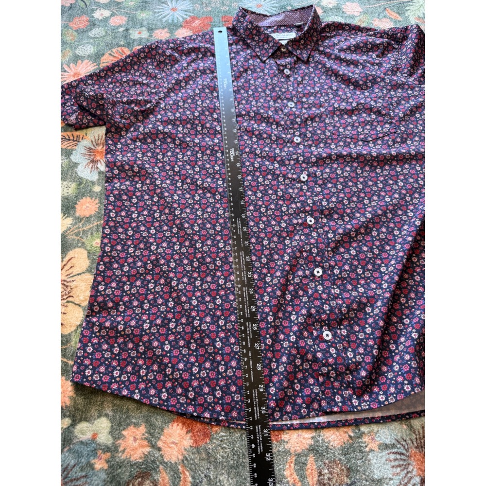 Nick Graham Everywhere Mens 2XL Stretch Modern Fit Floral Short Sleeve Navy - Picture 5 of 7